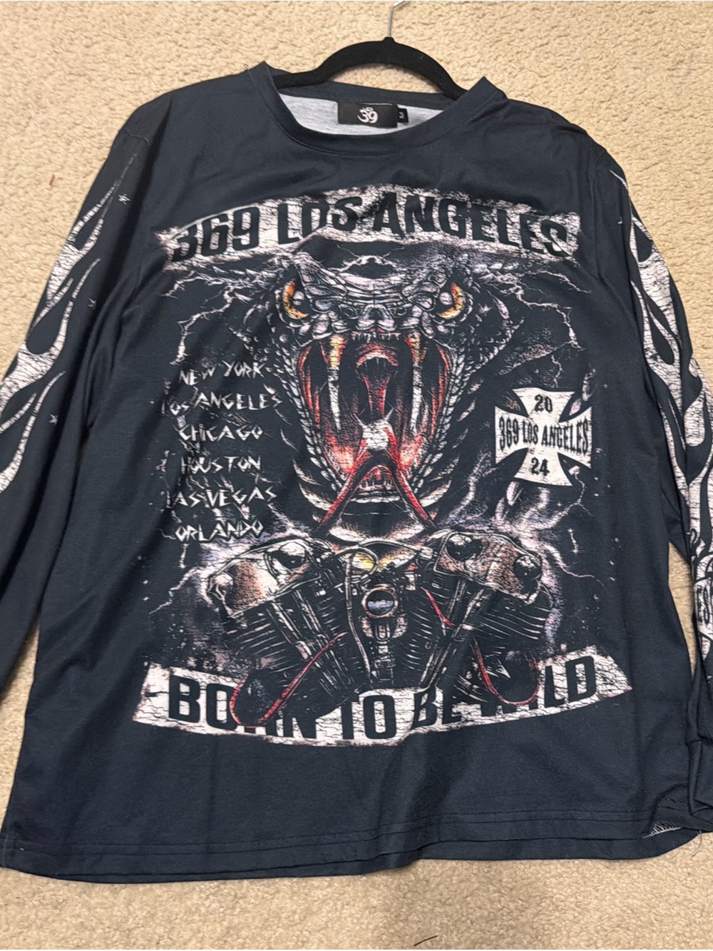 Men's Black Long Sleeve Graphic Tee